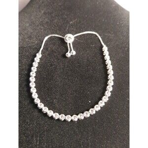 Sterling Silver Tennis Bracelet Marked 925 With Clear Crystals